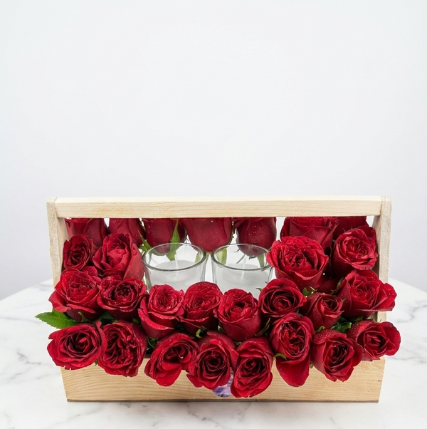 Luxurious Candlelit Rose Tray
