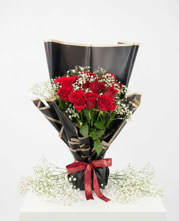 Timeless Love: Red Roses & Gypsophila