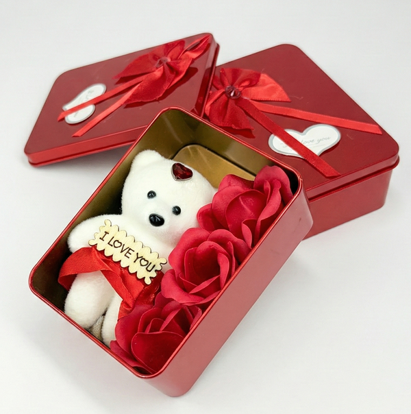Crimson Treasure: Teddy & Roses Keepsake Box