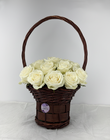 Serene White Rose Basket