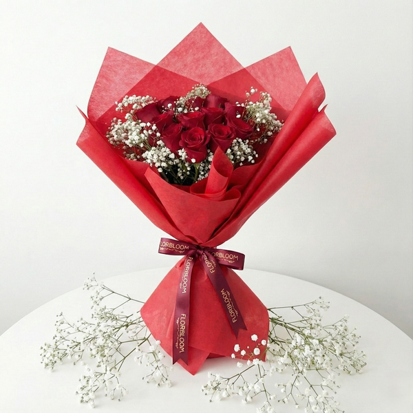 Crimson Desire: 15 Red Roses Bouquet