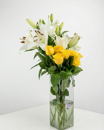 Yellow Roses & Lily Delight