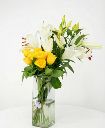 Yellow Roses & Lily Delight